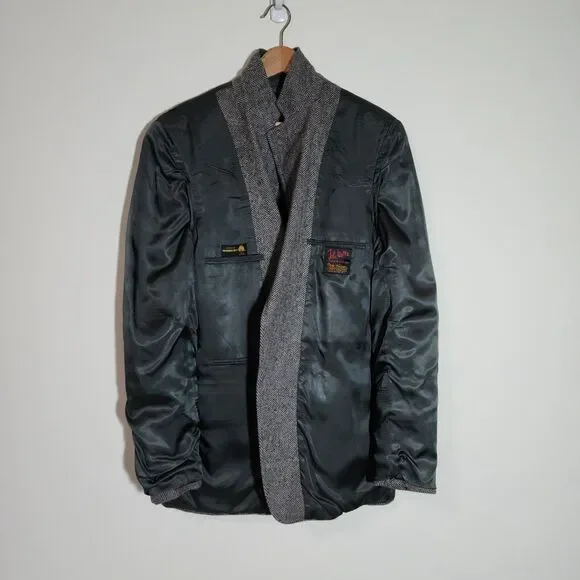 John Weitz Mens Wool Tweed Herringbone Blazer Grey Steven Windsor USA Size 42L
